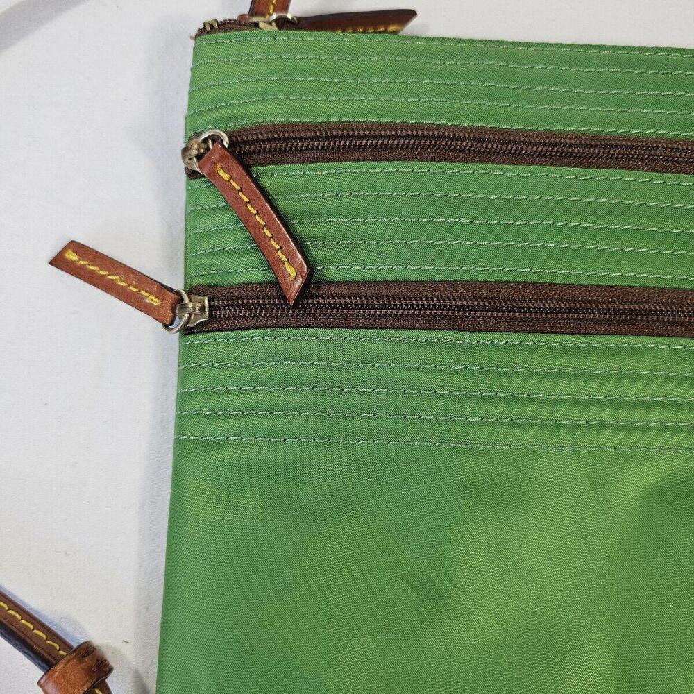 Dooney & Bourke North South Triple Zip Purse Crossbody Green & Brown Yellow - Picture 4 of 9